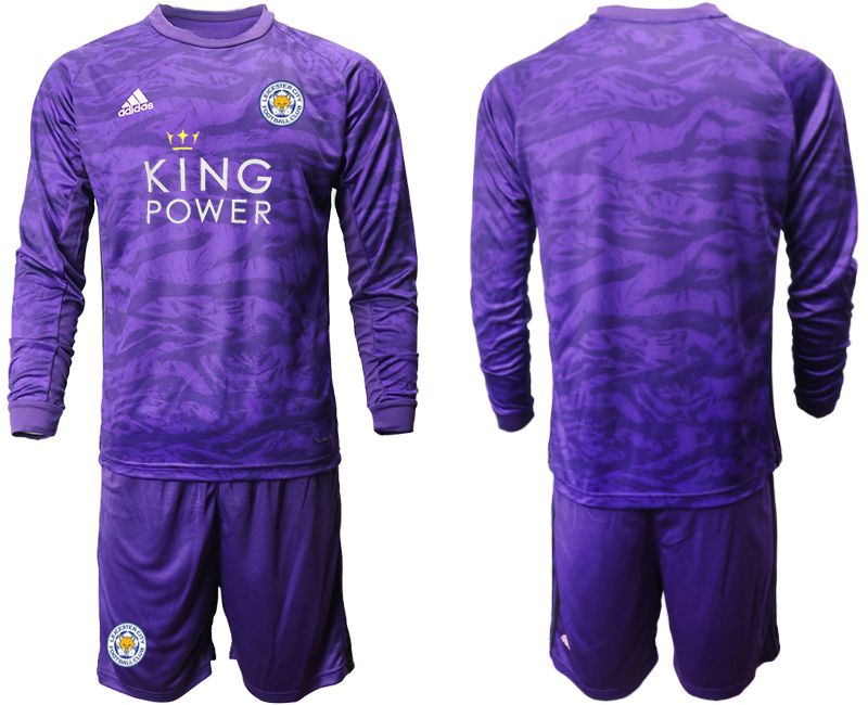 Men 2019-2020 club Leicester City purple long sleeved Goalkeeper Soccer Jersey->leicester city jersey->Soccer Club Jersey